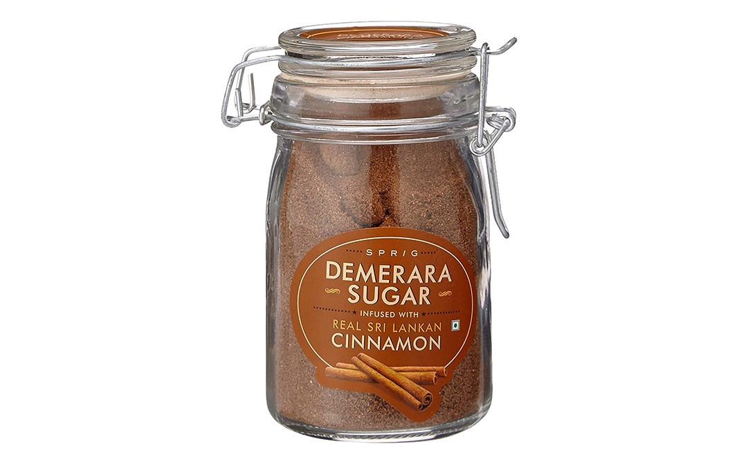 Sprig Demerara Sugar Infused with Real Sri Lankan Cinnamon   Glass Jar  175 grams